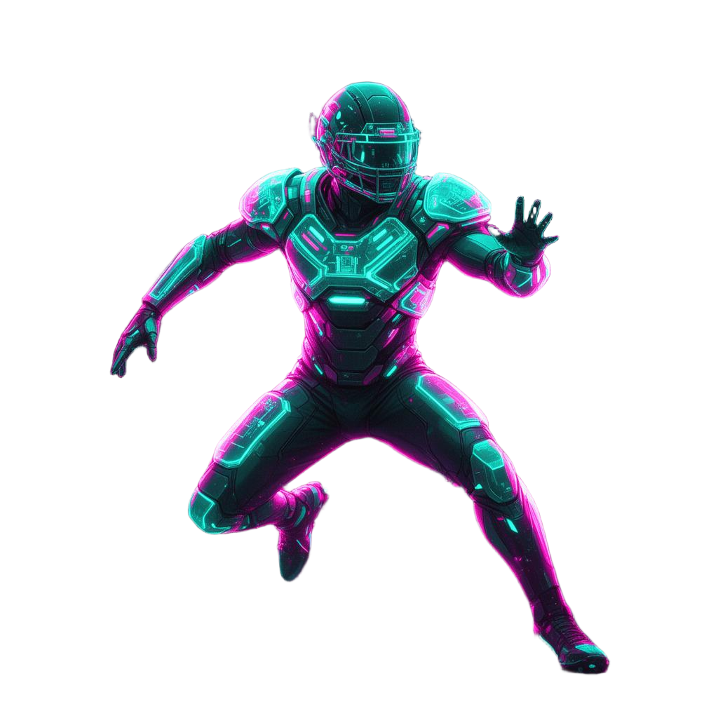 Cyberpunk neon football player in action
